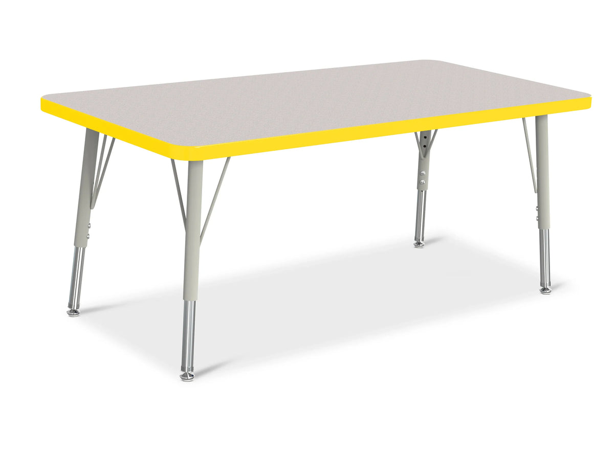 Berries® Rectangle Activity Table - 24" X 48", E-height - Freckled Gray/Yellow/Gray