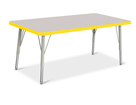 Berries® Rectangle Activity Table - 24" X 48", E-height - Freckled Gray/Yellow/Gray