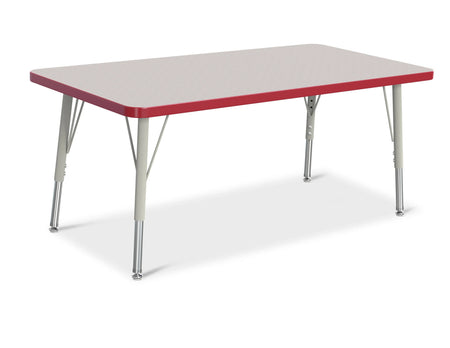 Berries® Rectangle Activity Table - 24" X 48", E-height - Freckled Gray/Red/Gray