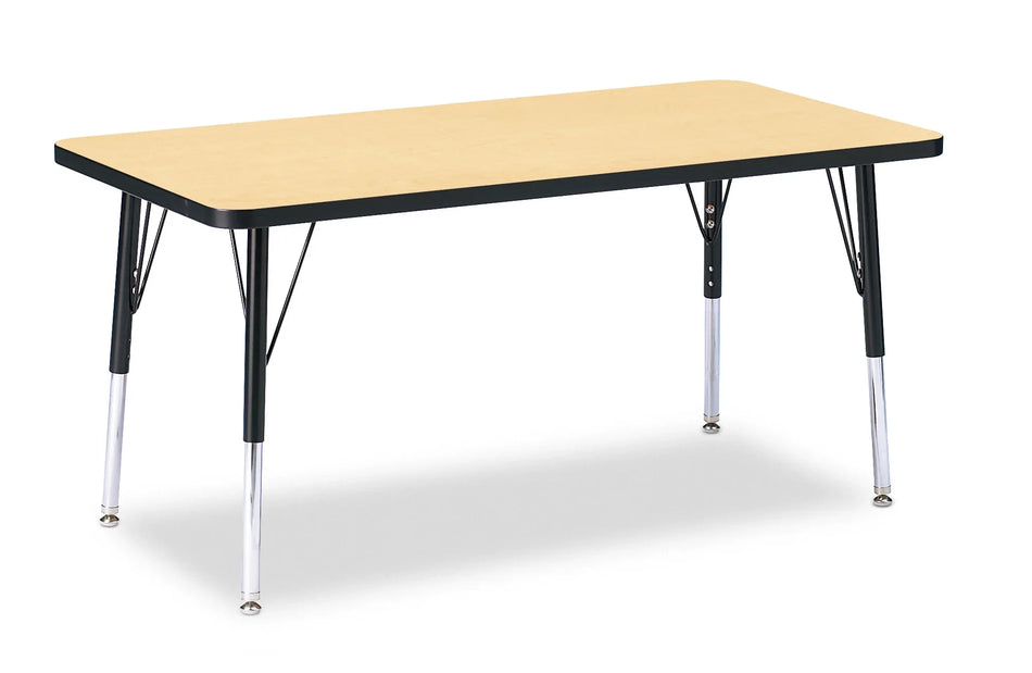 Berries® Rectangle Activity Table - 24" X 48", E-height - Maple/Black/Black
