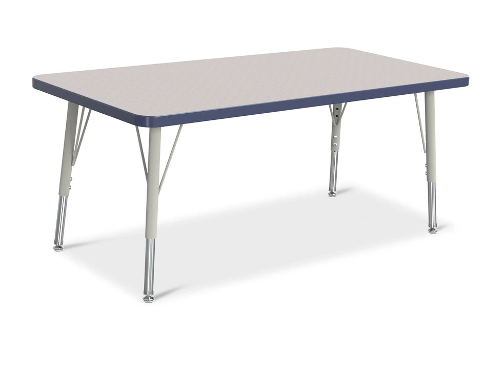 Berries® Rectangle Activity Table - 24" X 48", E-height - Freckled Gray/Navy/Gray