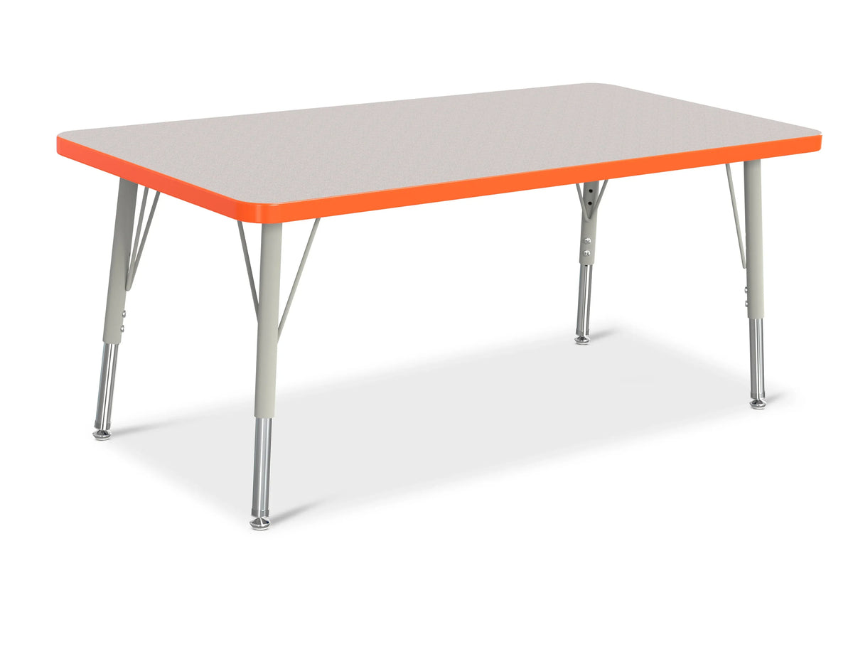 Berries® Rectangle Activity Table - 24" X 48", E-height - Freckled Gray/Orange/Gray
