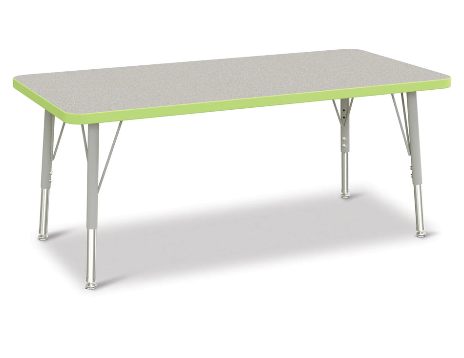 Berries® Rectangle Activity Table - 24" X 48", E-height - Freckled Gray/Key Lime/Gray