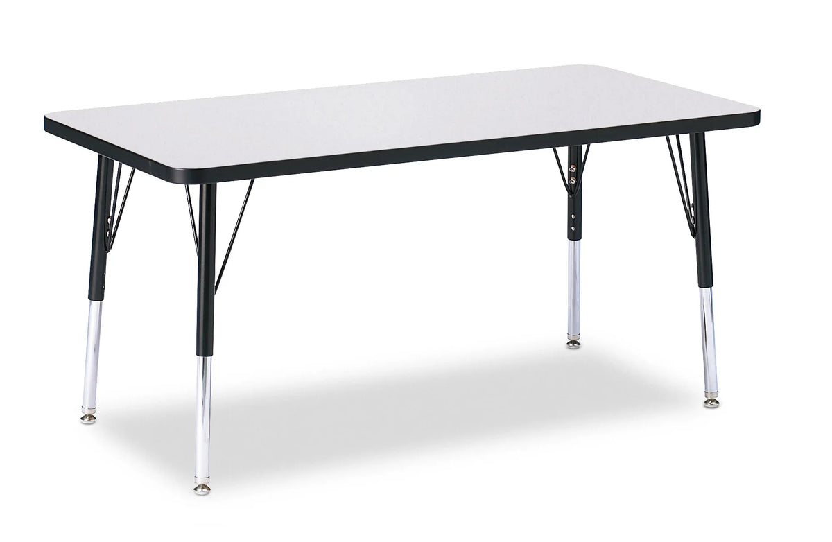 Berries® Rectangle Activity Table - 24" X 48", E-height - Freckled Gray/Black/Black