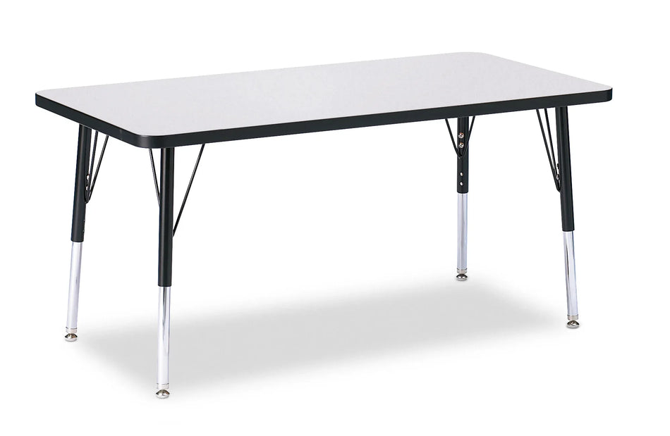 Berries® Rectangle Activity Table - 24" X 48", E-height - Freckled Gray/Black/Black