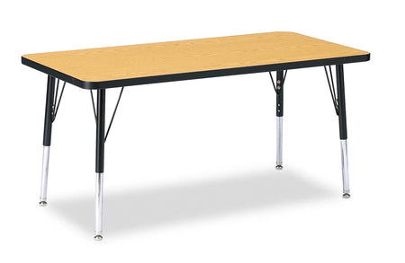 Berries® Rectangle Activity Table - 24" X 48", E-height - Oak/Black/Black