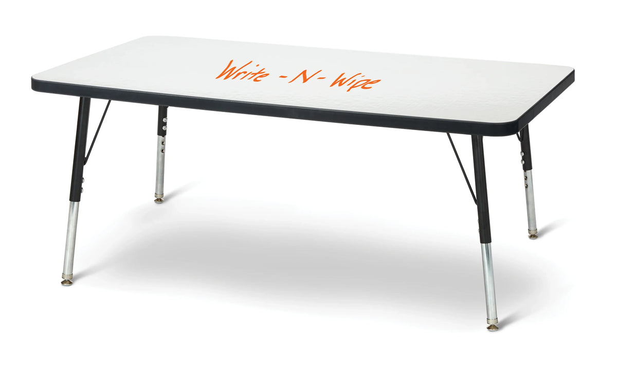 Berries® Rectangle Dry Erase Table - 24" x 48", E-height - Write-n-Wipe/Black/Black