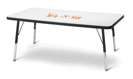 Berries® Rectangle Dry Erase Table - 24" x 48", E-height - Write-n-Wipe/Black/Black