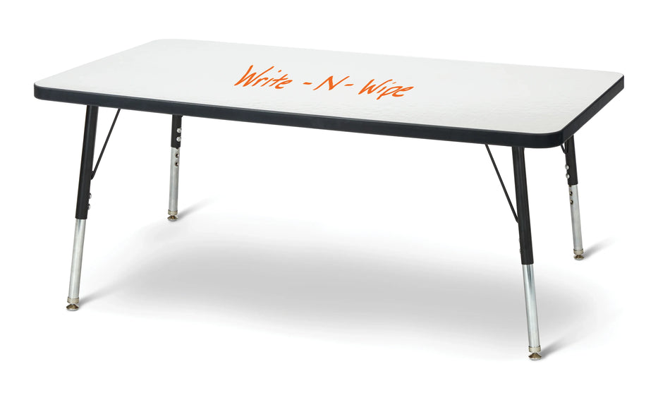 Berries® Rectangle Dry Erase Table - 24" x 48", E-height - Write-n-Wipe/Black/Black