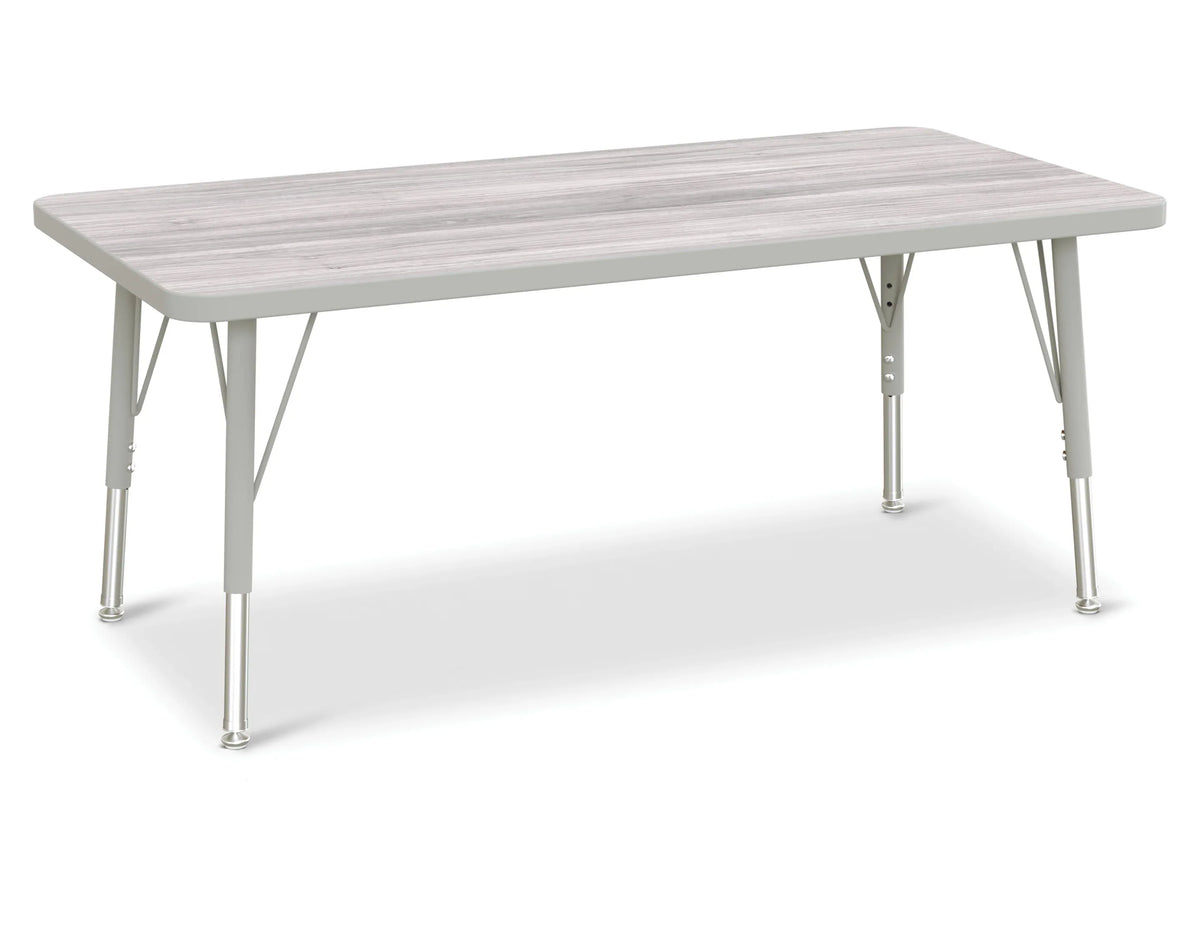 Berries® Rectangle Activity Table - 24" X 48", E-height - Driftwood Gray/Gray/Gray