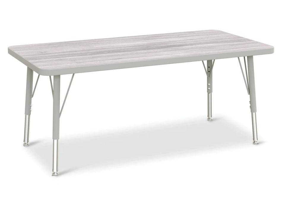 Berries® Rectangle Activity Table - 24" X 48", E-height - Driftwood Gray/Gray/Gray