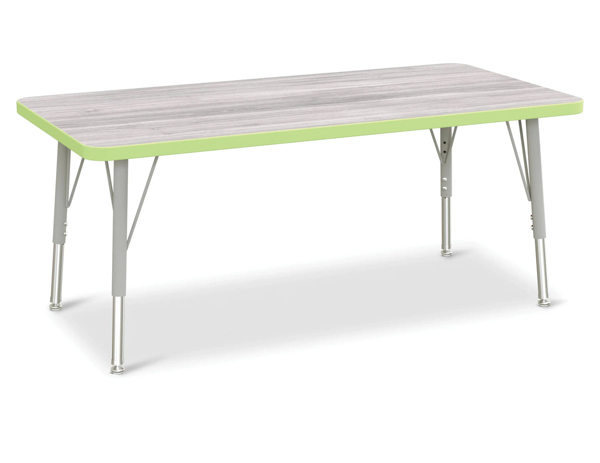 Berries® Rectangle Activity Table - 24" X 48", E-height - Driftwood Gray/Key Lime/Gray