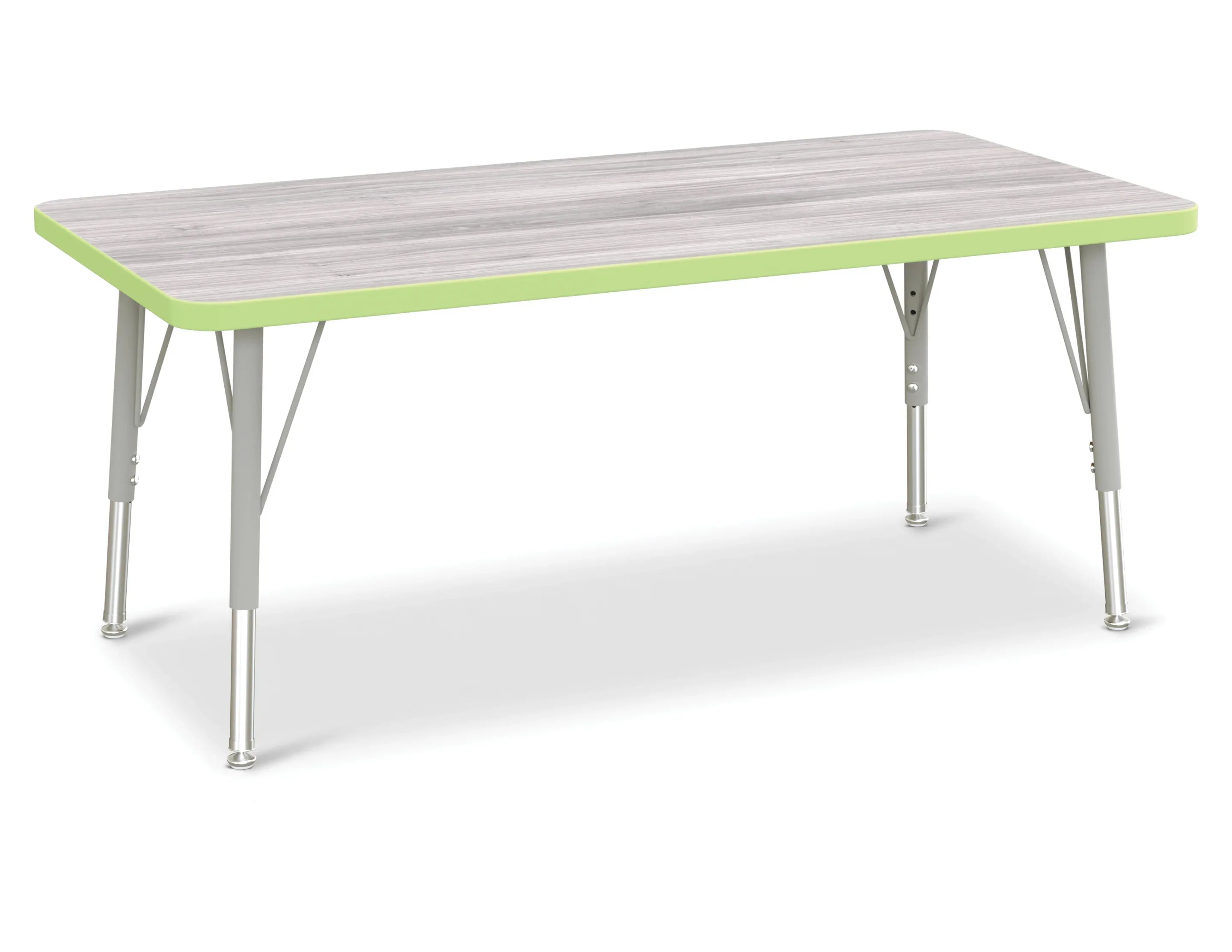 Berries® Rectangle Activity Table - 24" X 48", E-height - Driftwood Gray/Key Lime/Gray