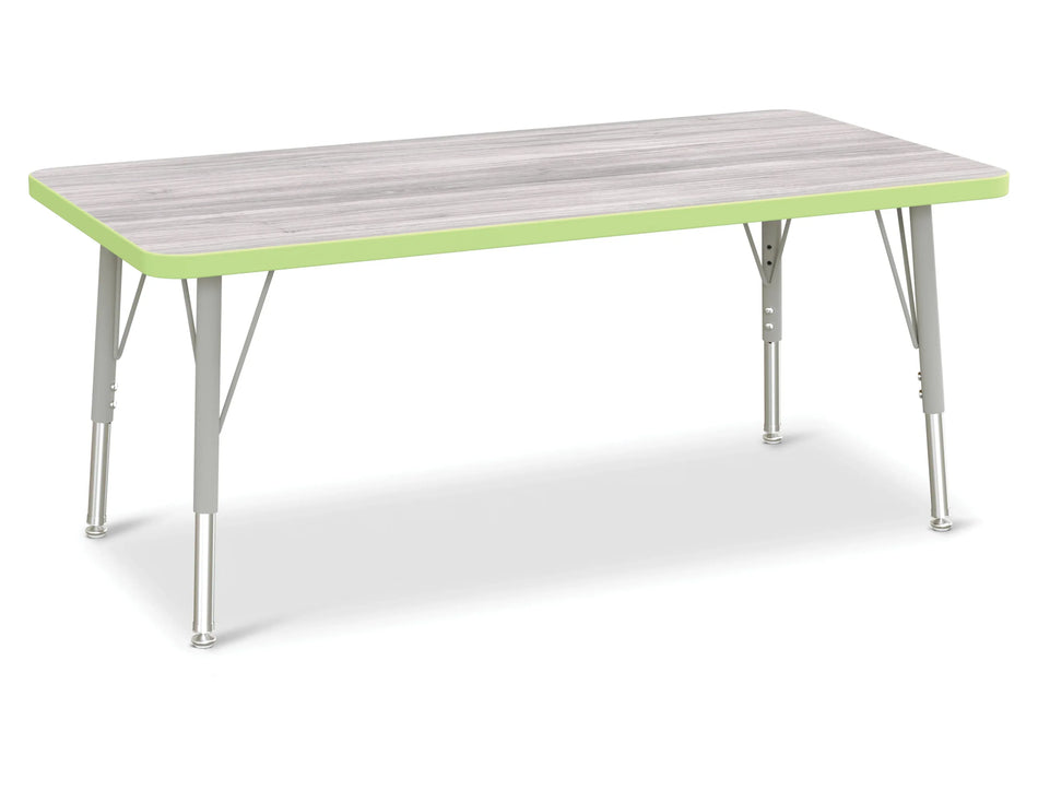 Berries® Rectangle Activity Table - 24" X 48", E-height - Driftwood Gray/Key Lime/Gray