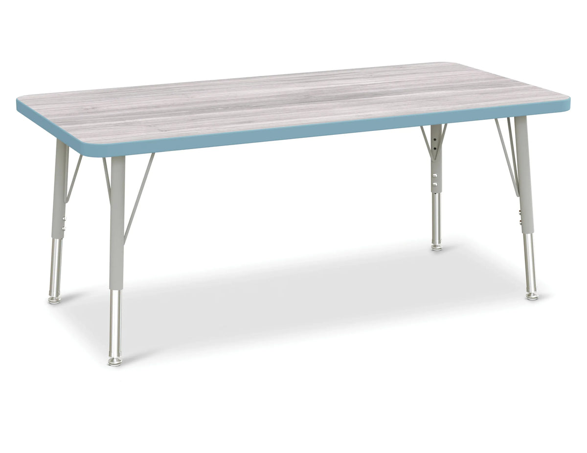 Berries® Rectangle Activity Table - 24" X 48", E-height - Driftwood Gray/Coastal Blue/Gray