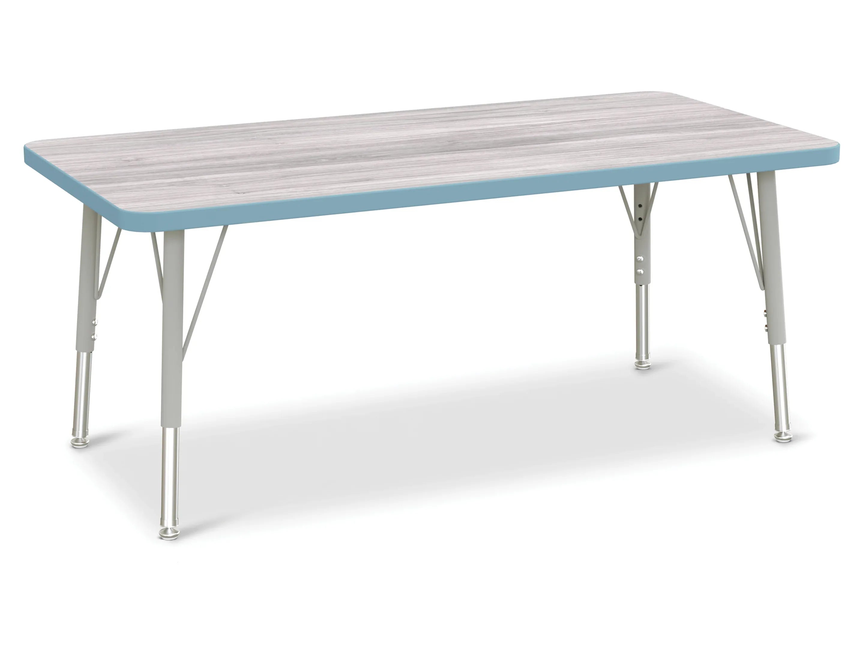 Berries® Rectangle Activity Table - 24" X 48", E-height - Driftwood Gray/Coastal Blue/Gray