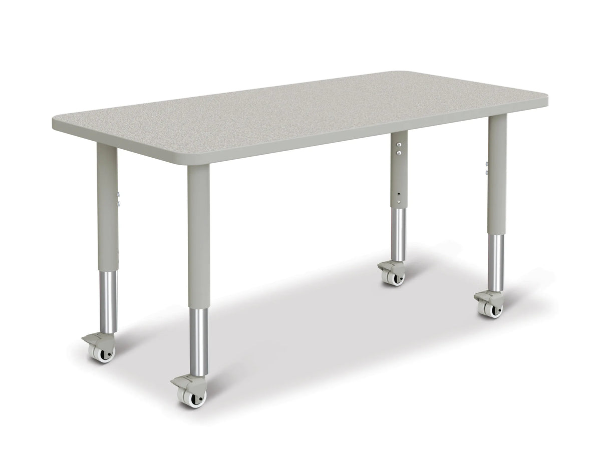 Berries® Rectangle Activity Table - 24" X 48", Mobile - Freckled Gray/Gray/Gray