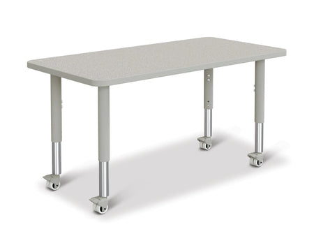 Berries® Rectangle Activity Table - 24" X 48", Mobile - Freckled Gray/Gray/Gray