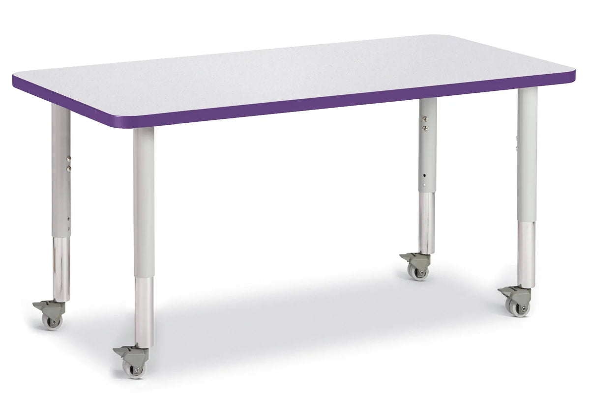 Berries® Rectangle Activity Table - 24" X 48", Mobile - Freckled Gray/Purple/Gray