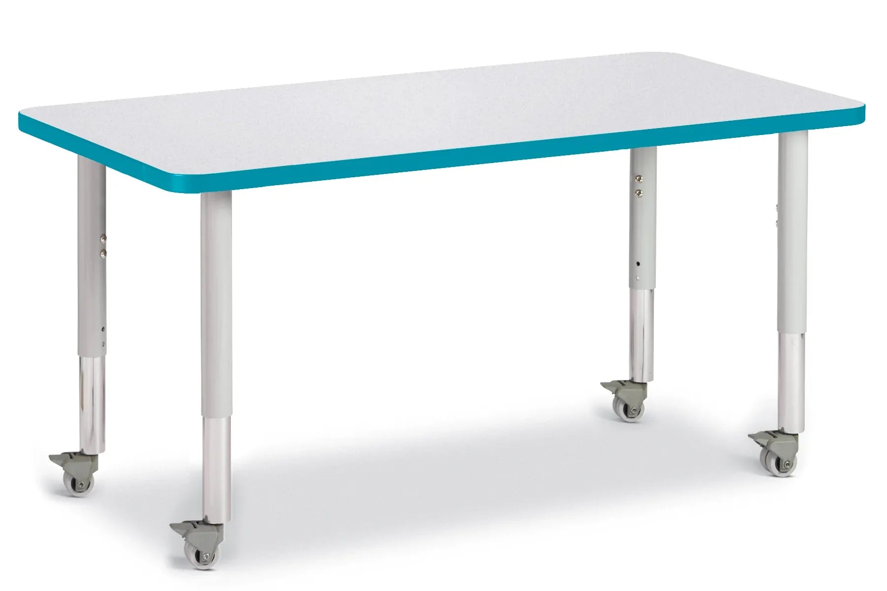 Berries® Rectangle Activity Table - 24" X 48", Mobile - Freckled Gray/Teal/Gray