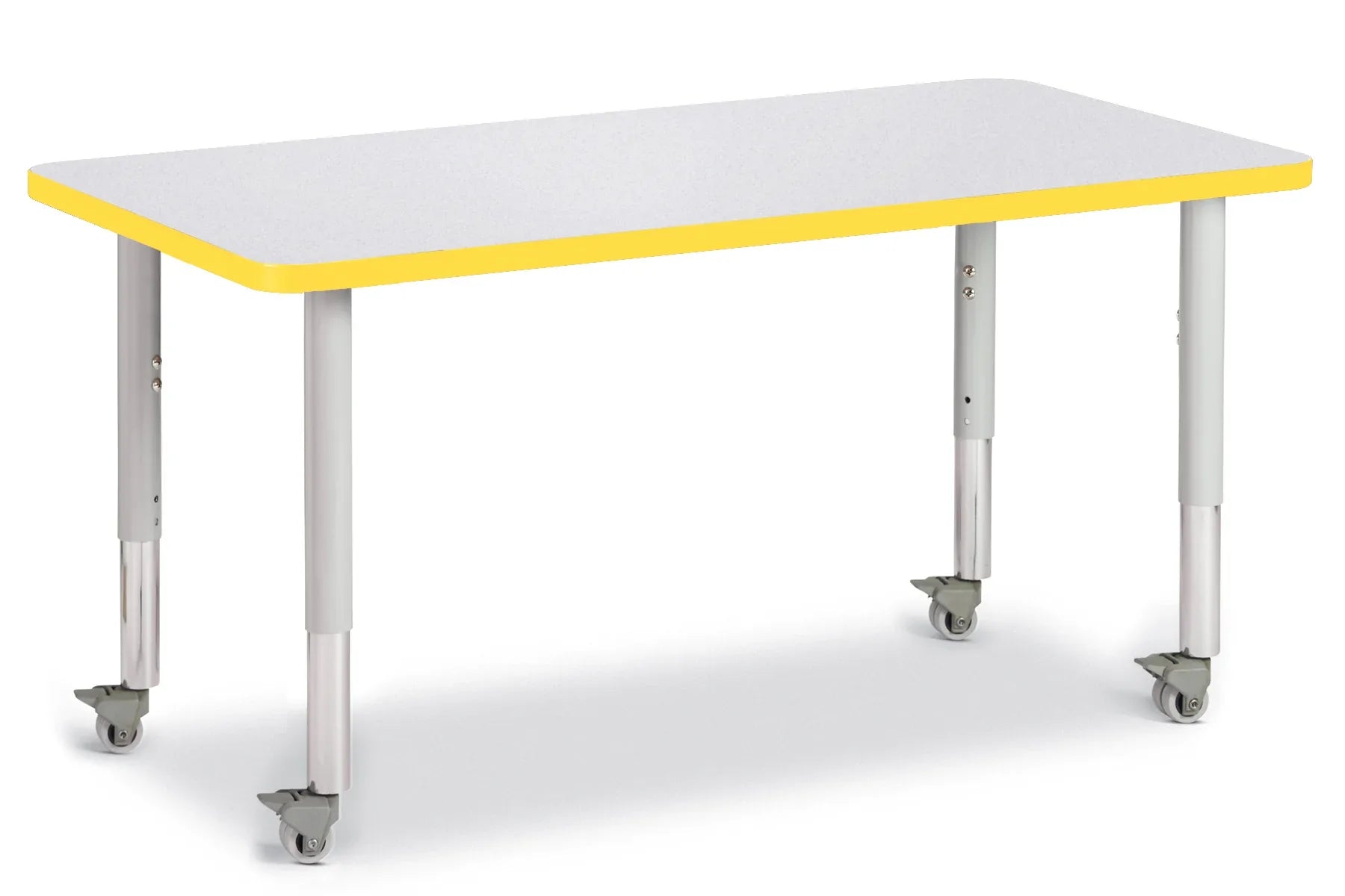 Berries® Rectangle Activity Table - 24" X 48", Mobile - Freckled Gray/Yellow/Gray