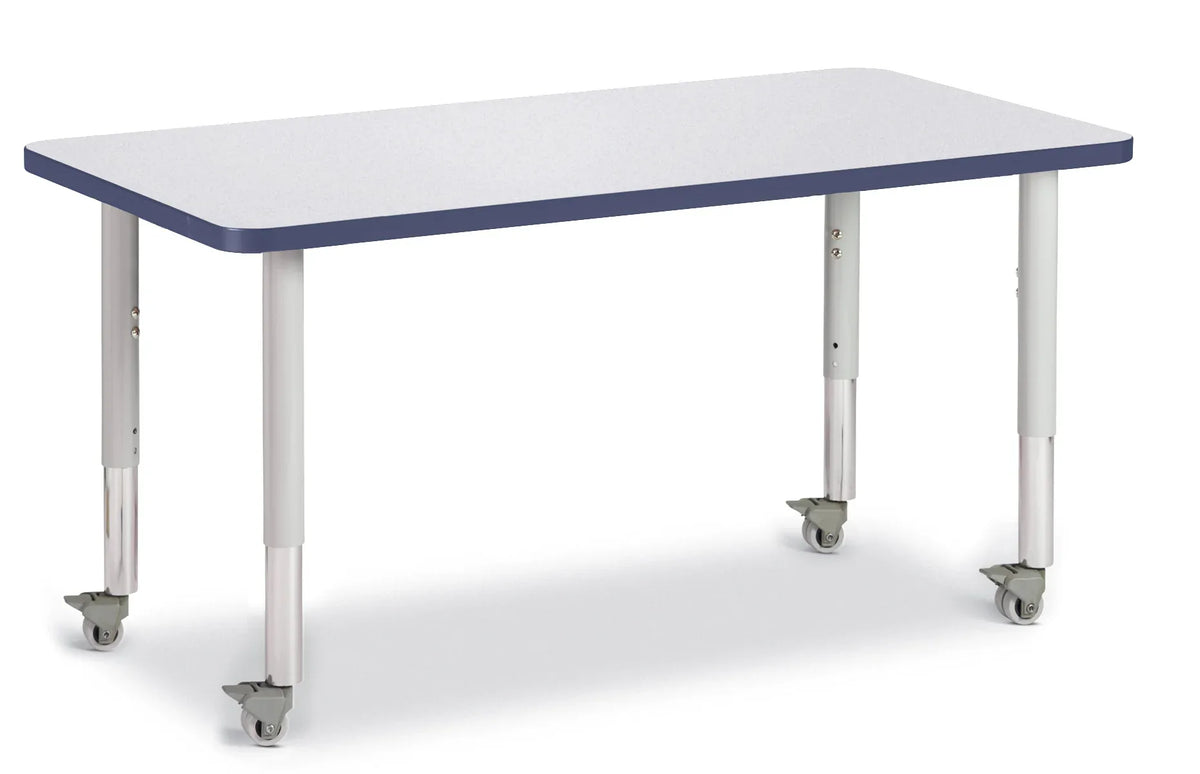 Berries® Rectangle Activity Table - 24" X 48", Mobile - Freckled Gray/Navy/Gray