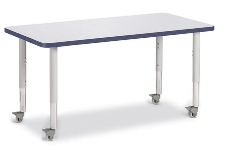 Berries® Rectangle Activity Table - 24" X 48", Mobile - Freckled Gray/Navy/Gray