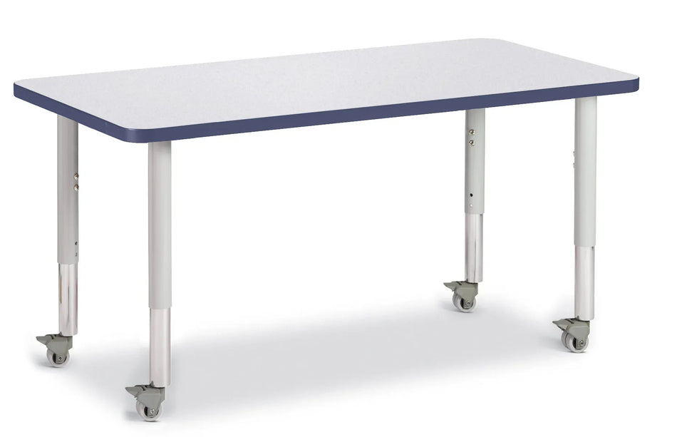Berries® Rectangle Activity Table - 24" X 48", Mobile - Freckled Gray/Navy/Gray