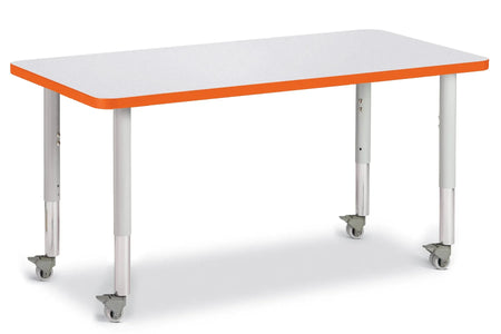 Berries® Rectangle Activity Table - 24" X 48", Mobile - Freckled Gray/Orange/Gray