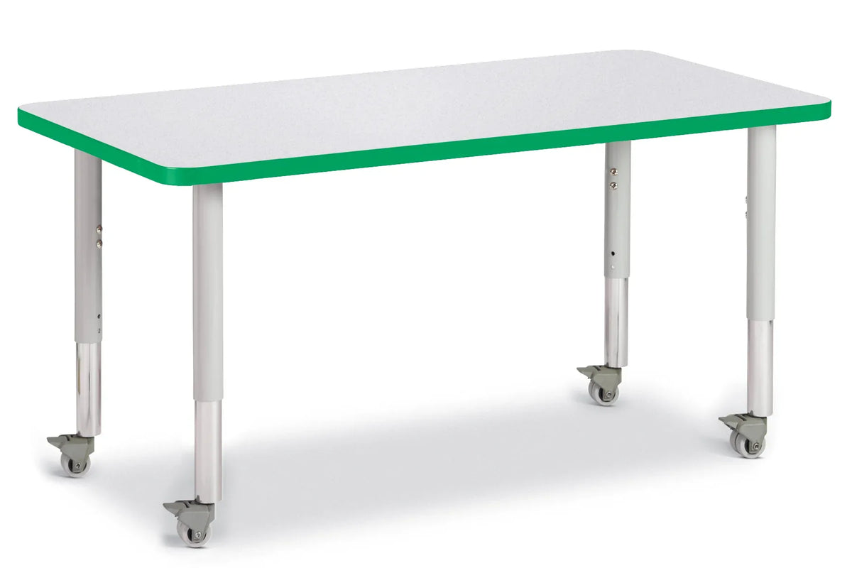 Berries® Rectangle Activity Table - 24" X 48", Mobile - Freckled Gray/Green/Gray