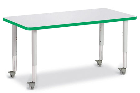 Berries® Rectangle Activity Table - 24" X 48", Mobile - Freckled Gray/Green/Gray