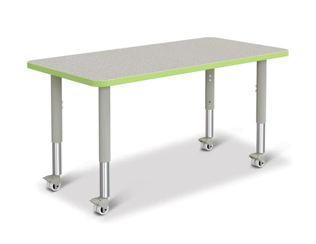 Berries® Rectangle Activity Table - 24" X 48", Mobile - Freckled Gray/Key Lime/Gray
