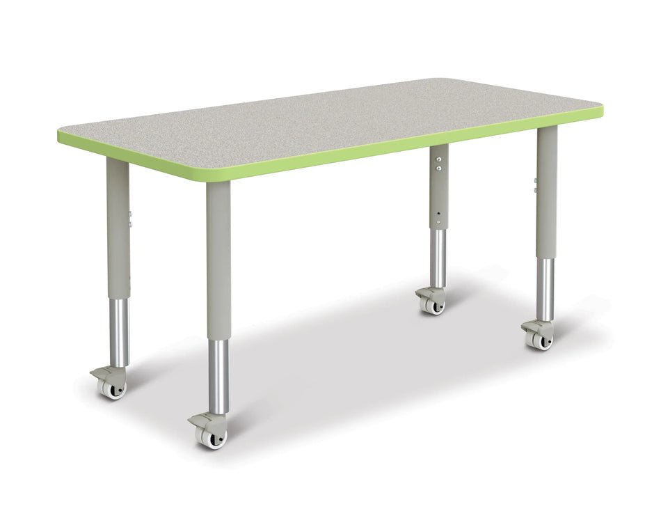 Berries® Rectangle Activity Table - 24" X 48", Mobile - Freckled Gray/Key Lime/Gray