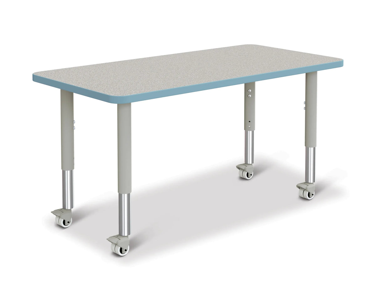 Berries® Rectangle Activity Table - 24" X 48", Mobile - Freckled Gray/Coastal Blue/Gray