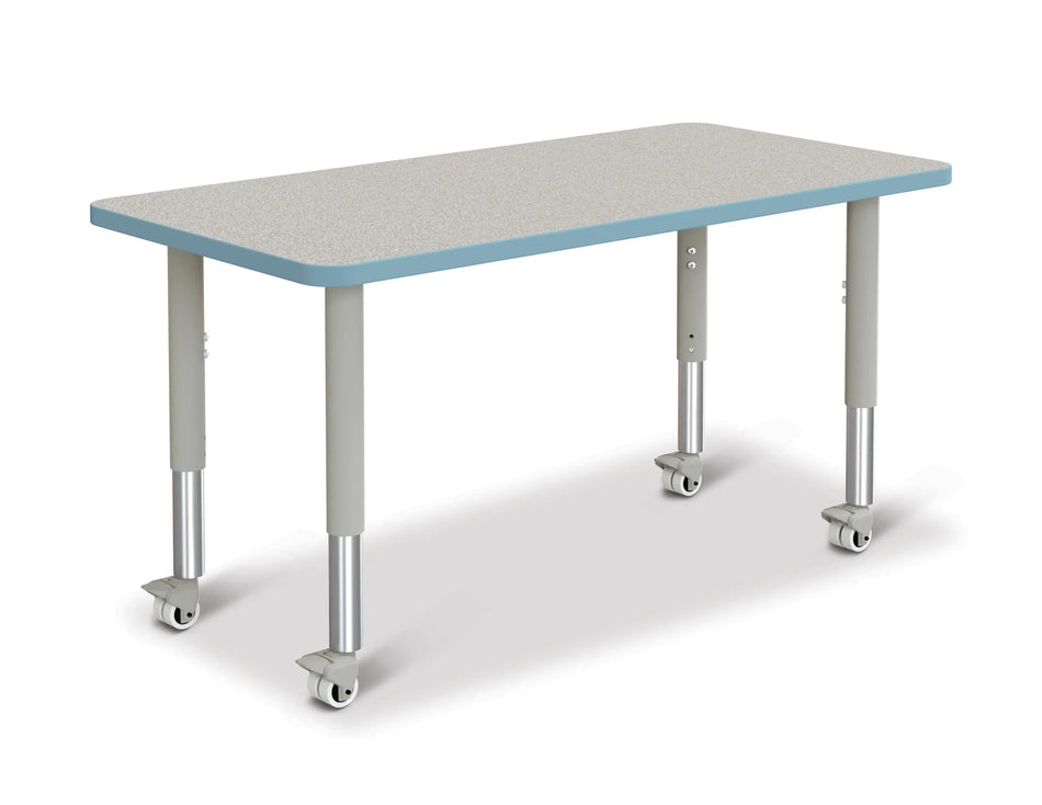 Berries® Rectangle Activity Table - 24" X 48", Mobile - Freckled Gray/Coastal Blue/Gray