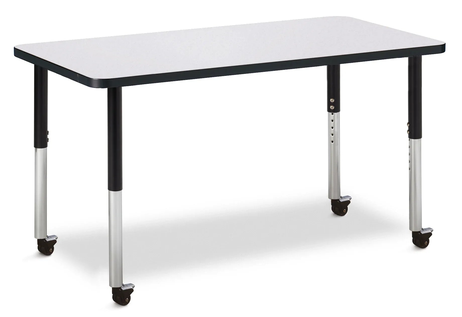 Berries® Rectangle Activity Table - 24" X 48", Mobile - Freckled Gray/Black/Black