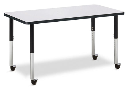 Berries® Rectangle Activity Table - 24" X 48", Mobile - Freckled Gray/Black/Black