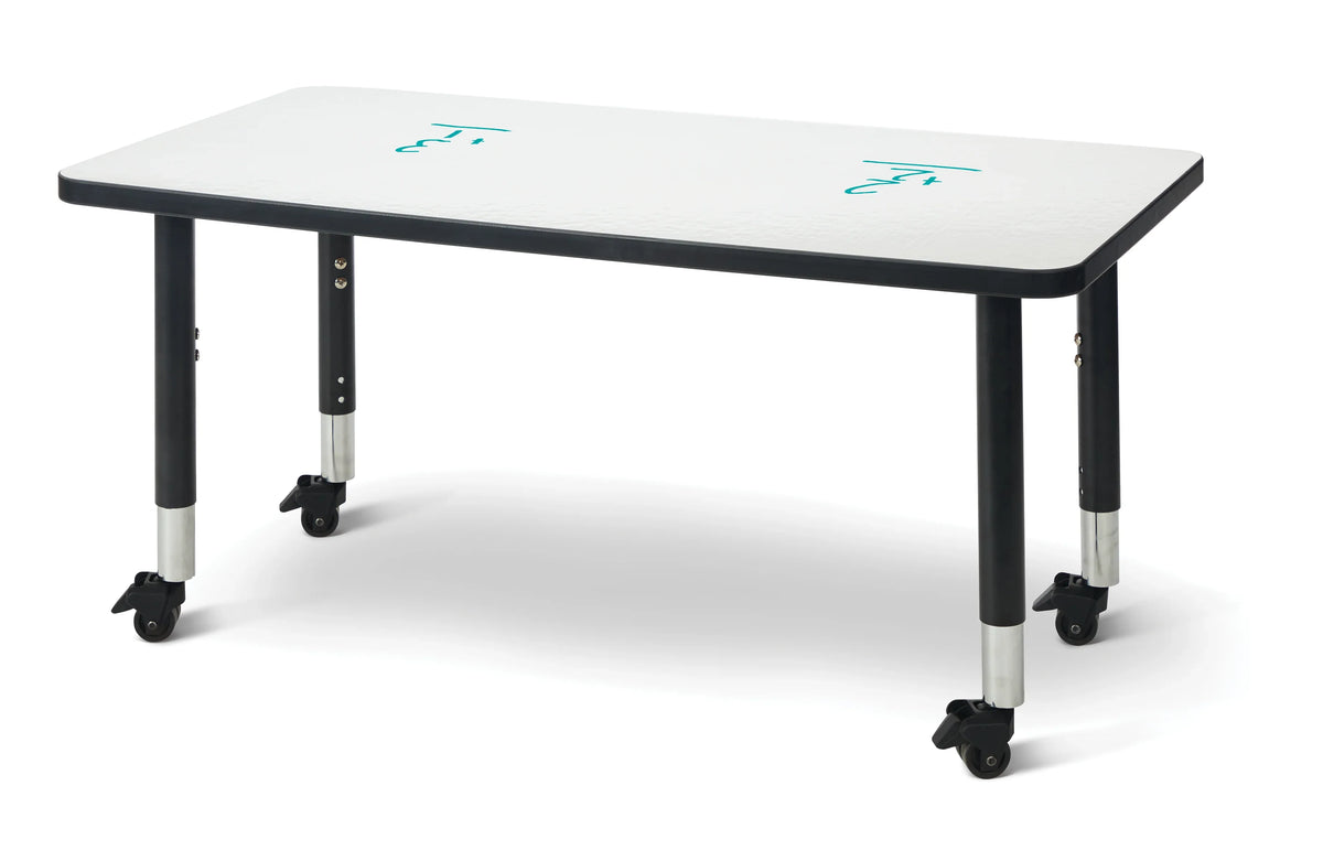 Berries® Rectangle Dry Erase Table - 24" x 48", Mobile - Write-n-Wipe/Black/Black