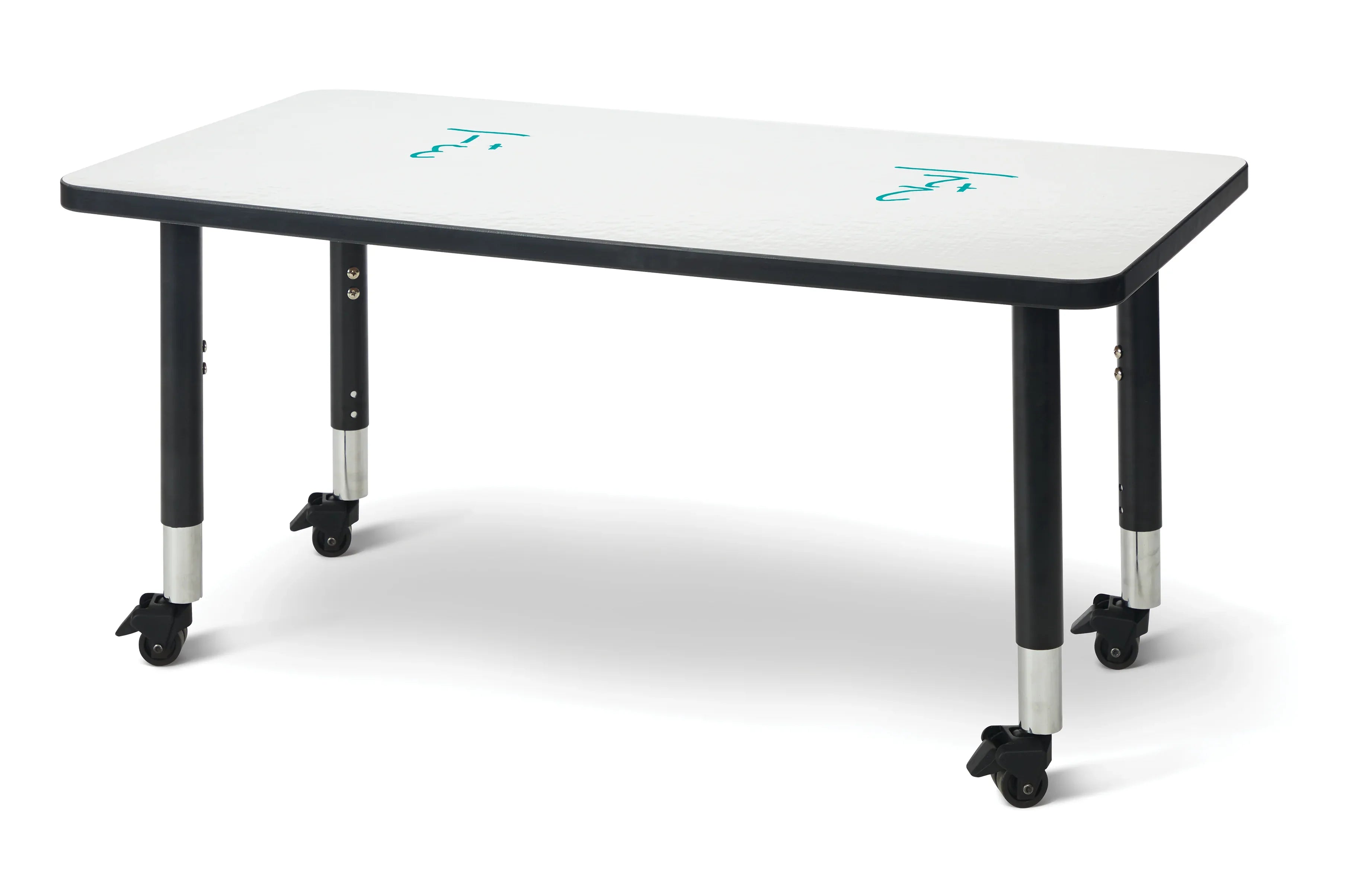 Berries® Rectangle Dry Erase Table - 24" x 48", Mobile - Write-n-Wipe/Black/Black