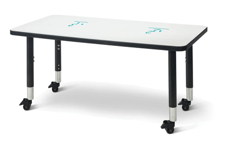 Berries® Rectangle Dry Erase Table - 24" x 48", Mobile - Write-n-Wipe/Black/Black
