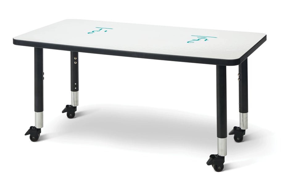 Berries® Rectangle Dry Erase Table - 24" x 48", Mobile - Write-n-Wipe/Black/Black
