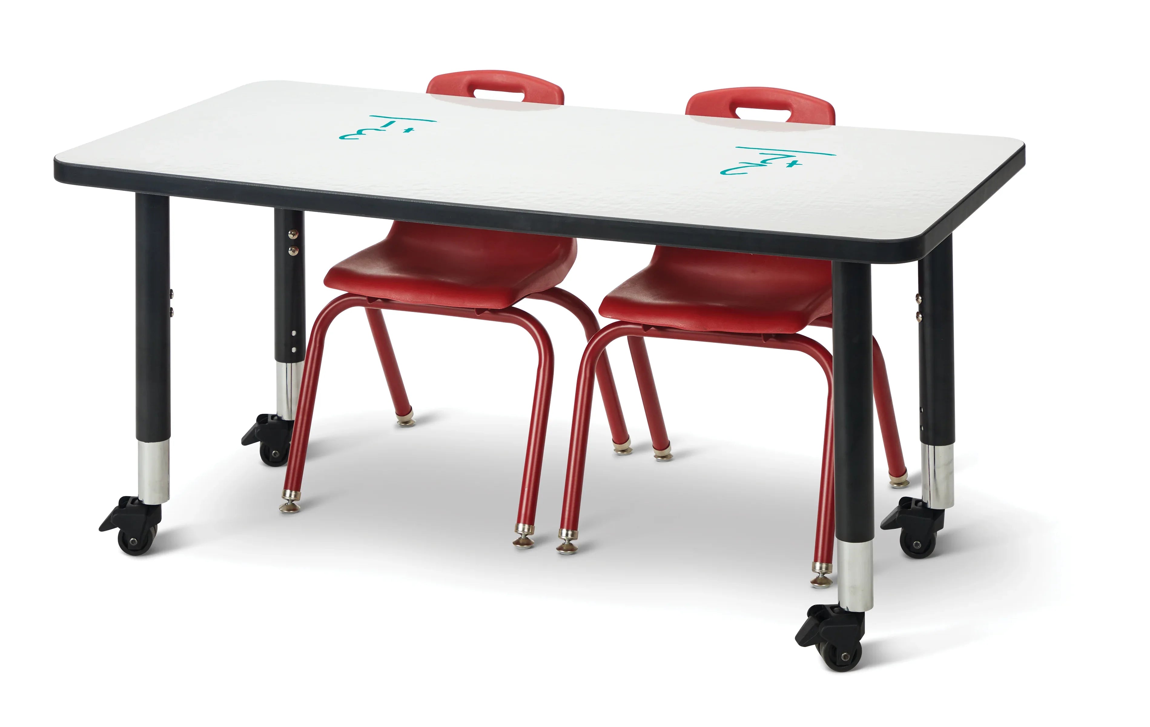 Berries® Rectangle Dry Erase Table - 24" x 36", Mobile - Write-n-Wipe/Black/Black