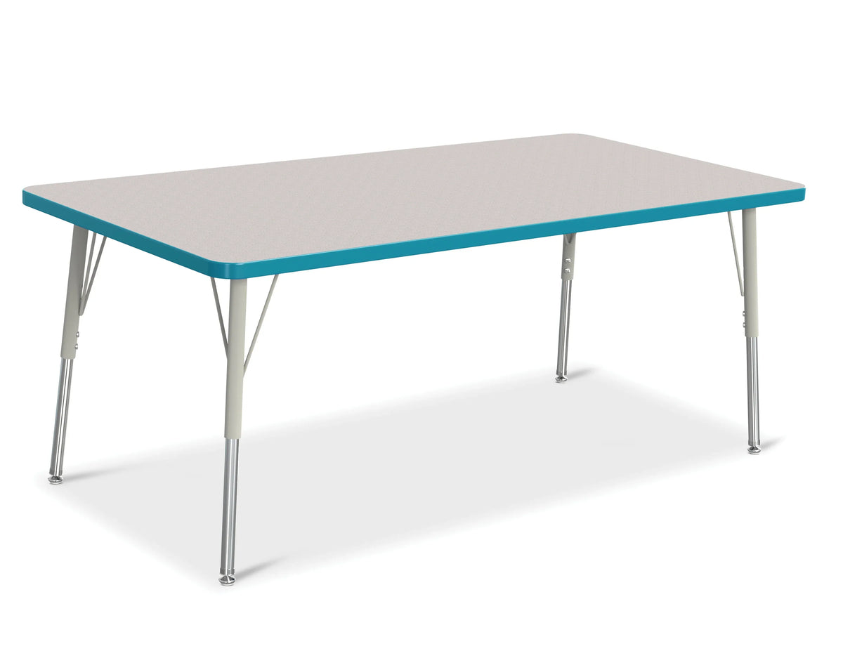 Berries® Rectangle Activity Table - 30" X 60", A-height - Freckled Gray/Teal/Gray