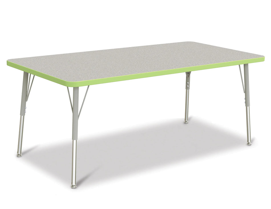 Berries® Rectangle Activity Table - 30" X 60", A-height - Freckled Gray/Key Lime/Gray