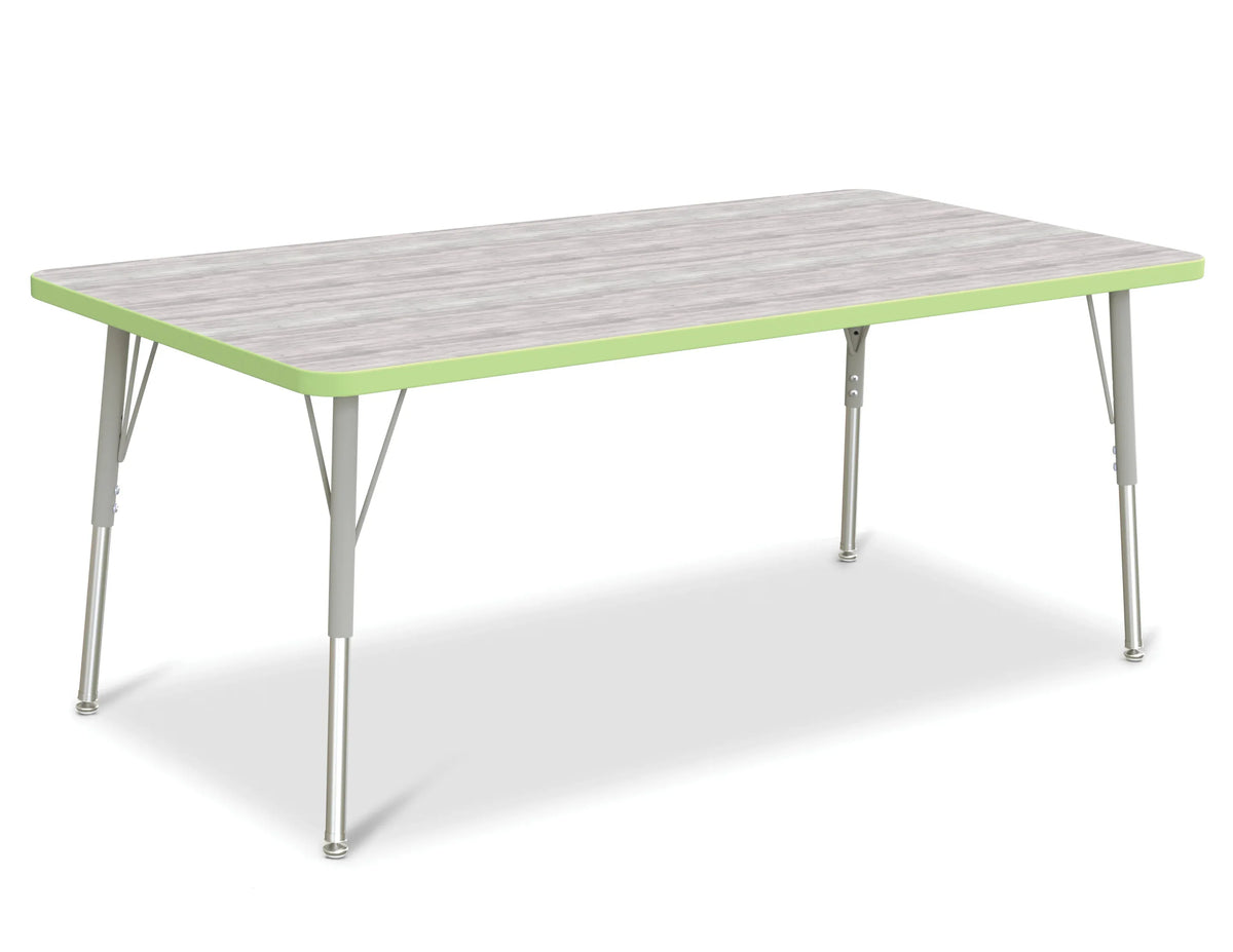 Berries® Rectangle Activity Table - 30" X 60", A-height - Driftwood Gray/Key Lime/Gray