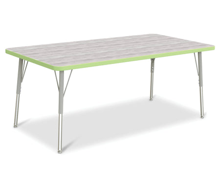 Berries® Rectangle Activity Table - 30" X 60", A-height - Driftwood Gray/Key Lime/Gray