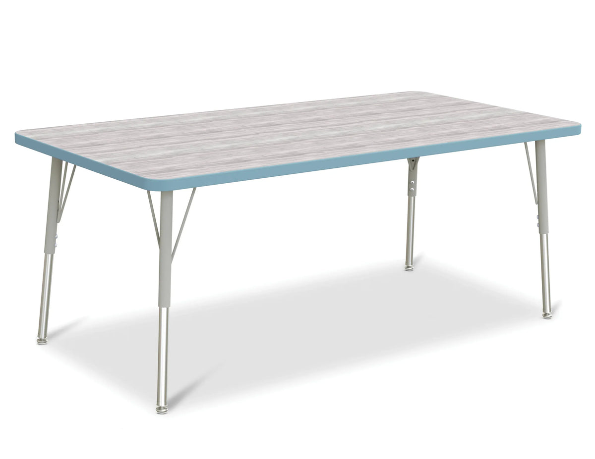 Berries® Rectangle Activity Table - 30" X 60", A-height - Driftwood Gray/Coastal Blue/Gray