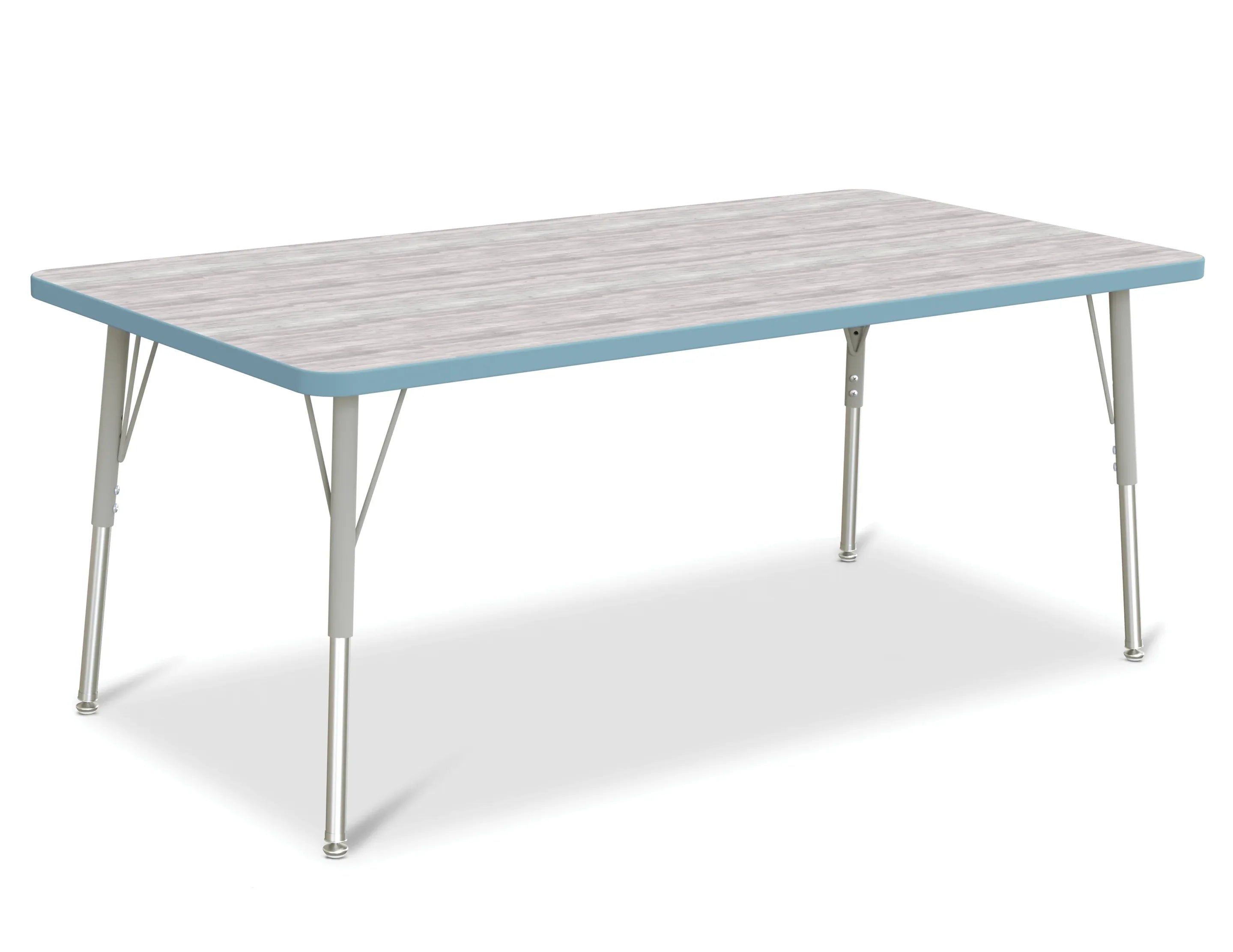Berries® Rectangle Activity Table - 30" X 60", A-height - Driftwood Gray/Coastal Blue/Gray