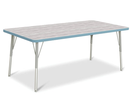 Berries® Rectangle Activity Table - 30" X 60", A-height - Driftwood Gray/Coastal Blue/Gray