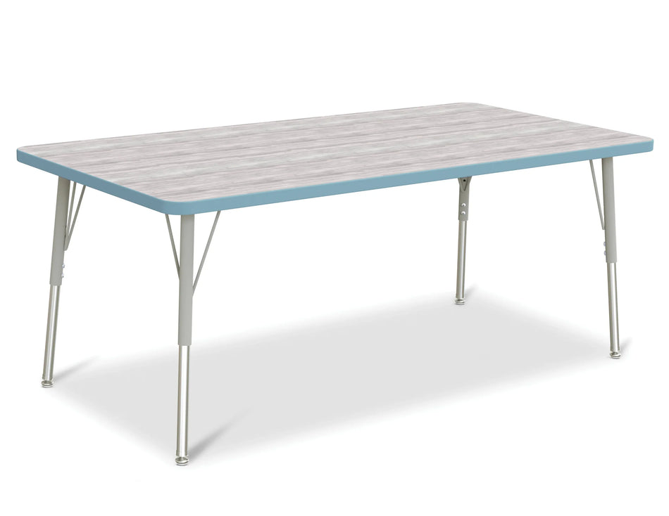 Berries® Rectangle Activity Table - 30" X 60", A-height - Driftwood Gray/Coastal Blue/Gray